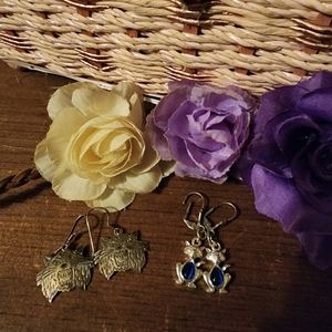 Sterling Mexico Silver Earrings Fierce Growling Cat Lion And Blue Tigers Eye Cat